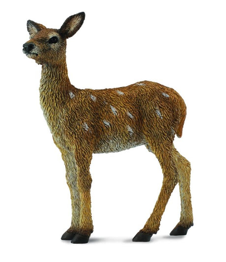 Hand-painted Red Deer Calf figurine, 7cm tall, made of non-toxic PVC, perfect for decoration or play.