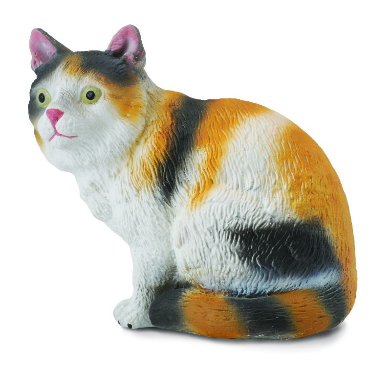 Figurine - 3-Colour House Cat Sitting (5cm) - CollectA