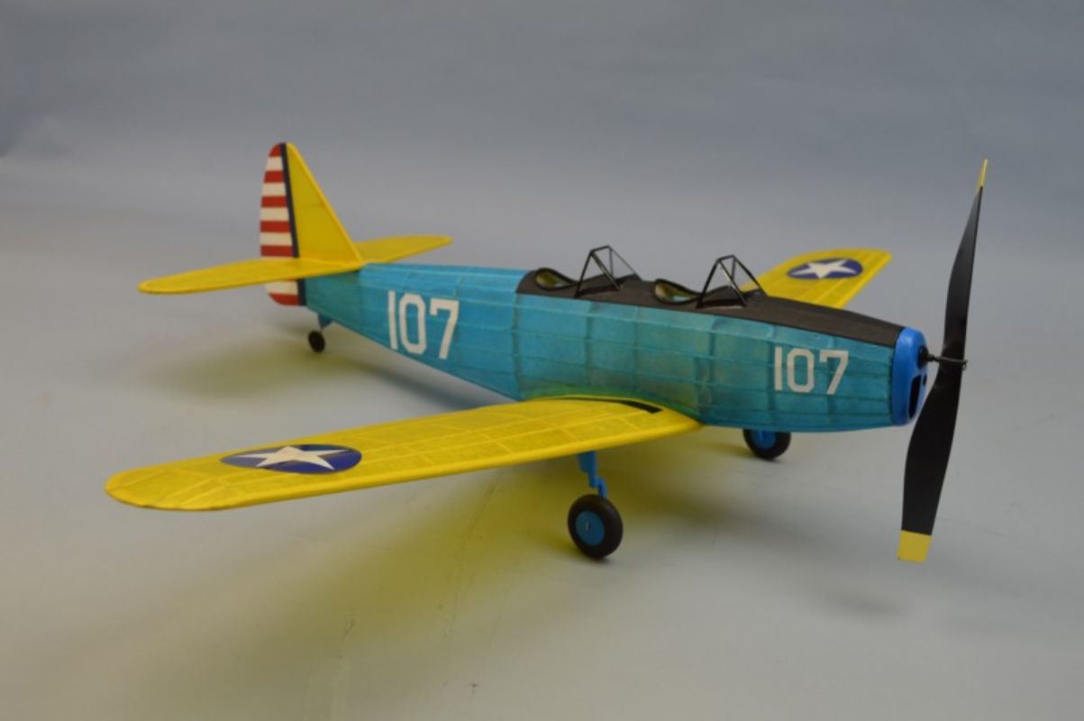 30-inch Balsa Glider model of Fairchild PT-19, featuring laser-cut balsa parts and vibrant decals for personal customization.