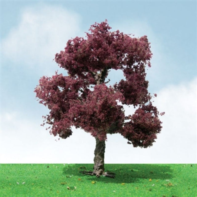 Set of two 75-85mm Copper Beech trees with vibrant foliage, perfect for enhancing model dioramas and layouts.