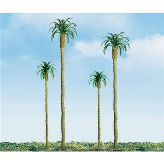 100mm palm trees for model scenery, perfect for dioramas and train sets with realistic foliage and vibrant colors.