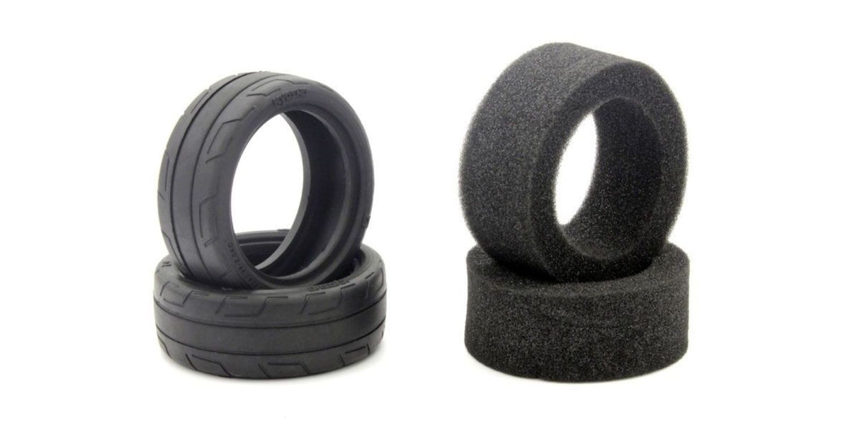 Kyosho FZ02 1/10 medium radial tyres, offering durability, grip, and stability for enhanced RC racing performance.