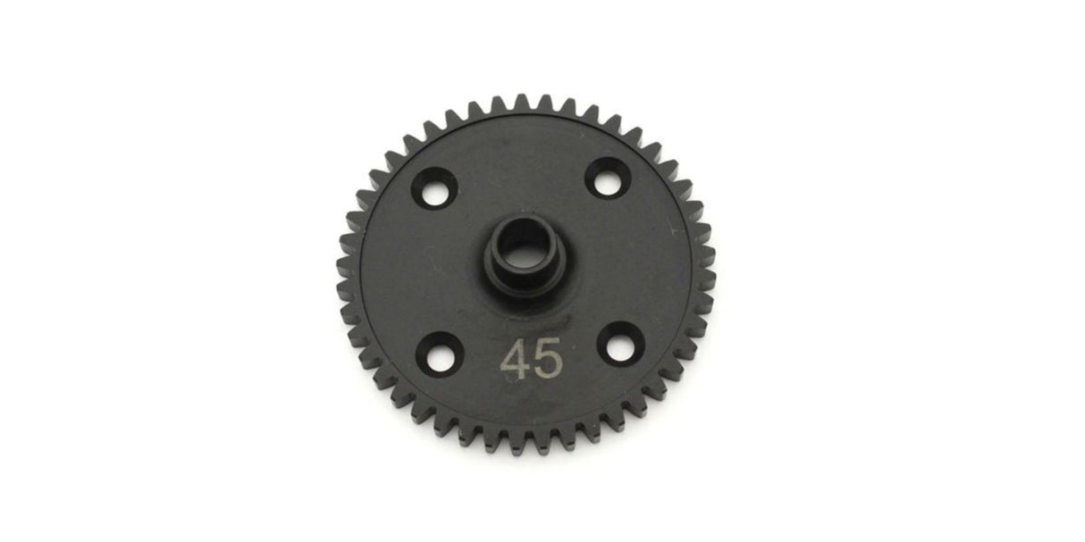 Kyosho MP9/MP10 45T spur gear enhances remote control car performance with improved torque and durability.