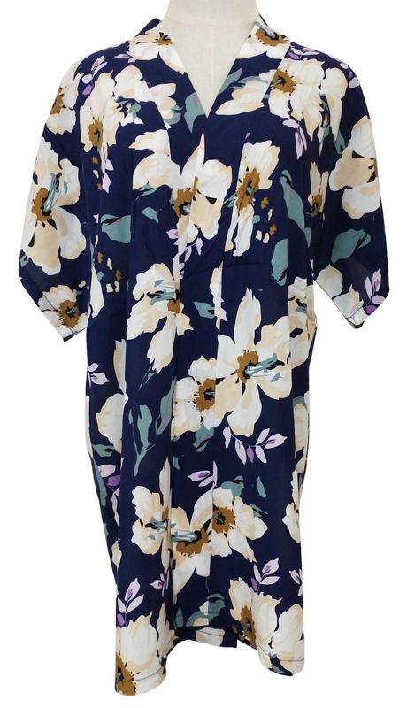 Kimono - Gabby Large Flower (Navy)