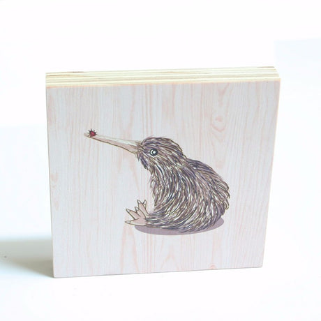 Kiwiana Wall Art featuring a kiwi and ladybug printed on eco-friendly plywood, perfect for modern or traditional decor.