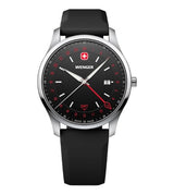 Men's Watch - WENGER CITY GMT 42mm Black Dial & Silicon Strap