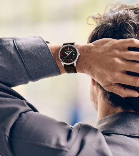 Men's Watch - WENGER CITY GMT 42mm Black Dial & Silicon Strap