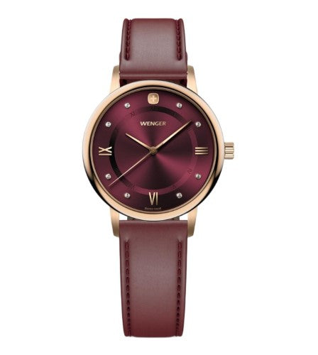 Women's Watch - WENGER URBAN DONNISSIMA 35mm Red Dial Leather Strap