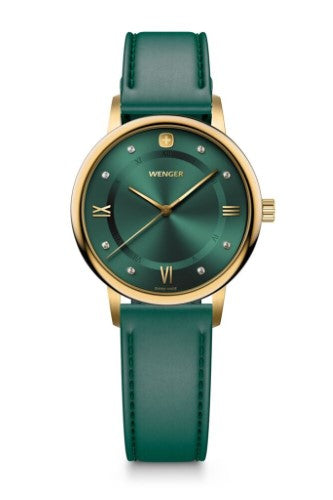 Women's Watch - WENGER URBAN DONNISSIMA 35mm Green Dial Leather Strap