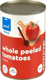 Pams Value Tom Whl Peeled In Juice 400g