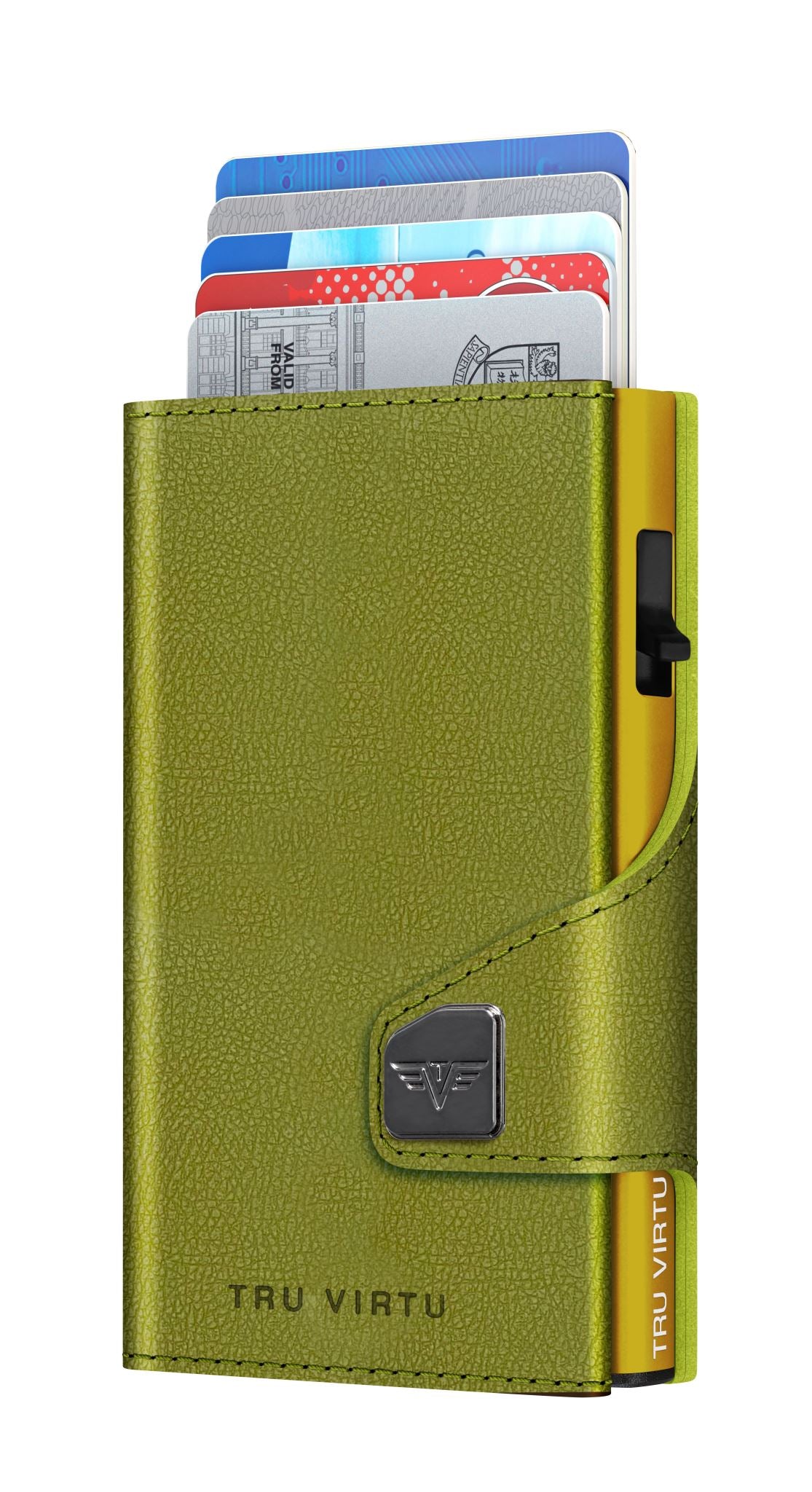 Card Case - Tru Virtu Vegan Apple Leather (Green/Gold)