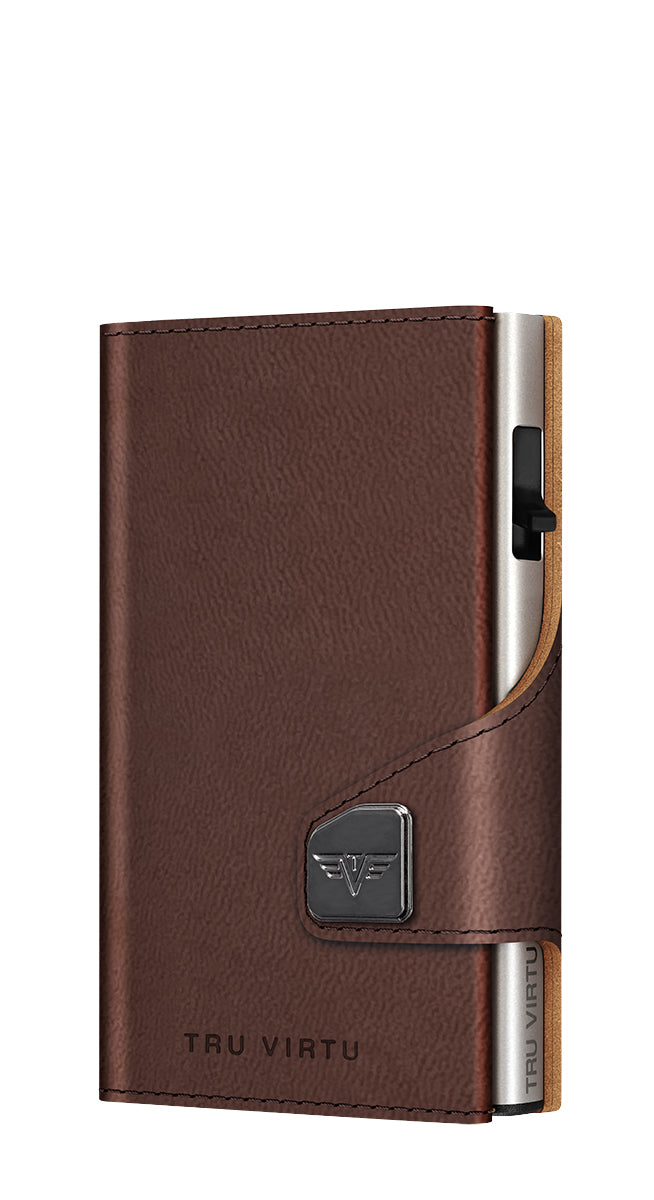 Card Case - Tru Virtu Vegan Apple Leather (Brown/Silver)