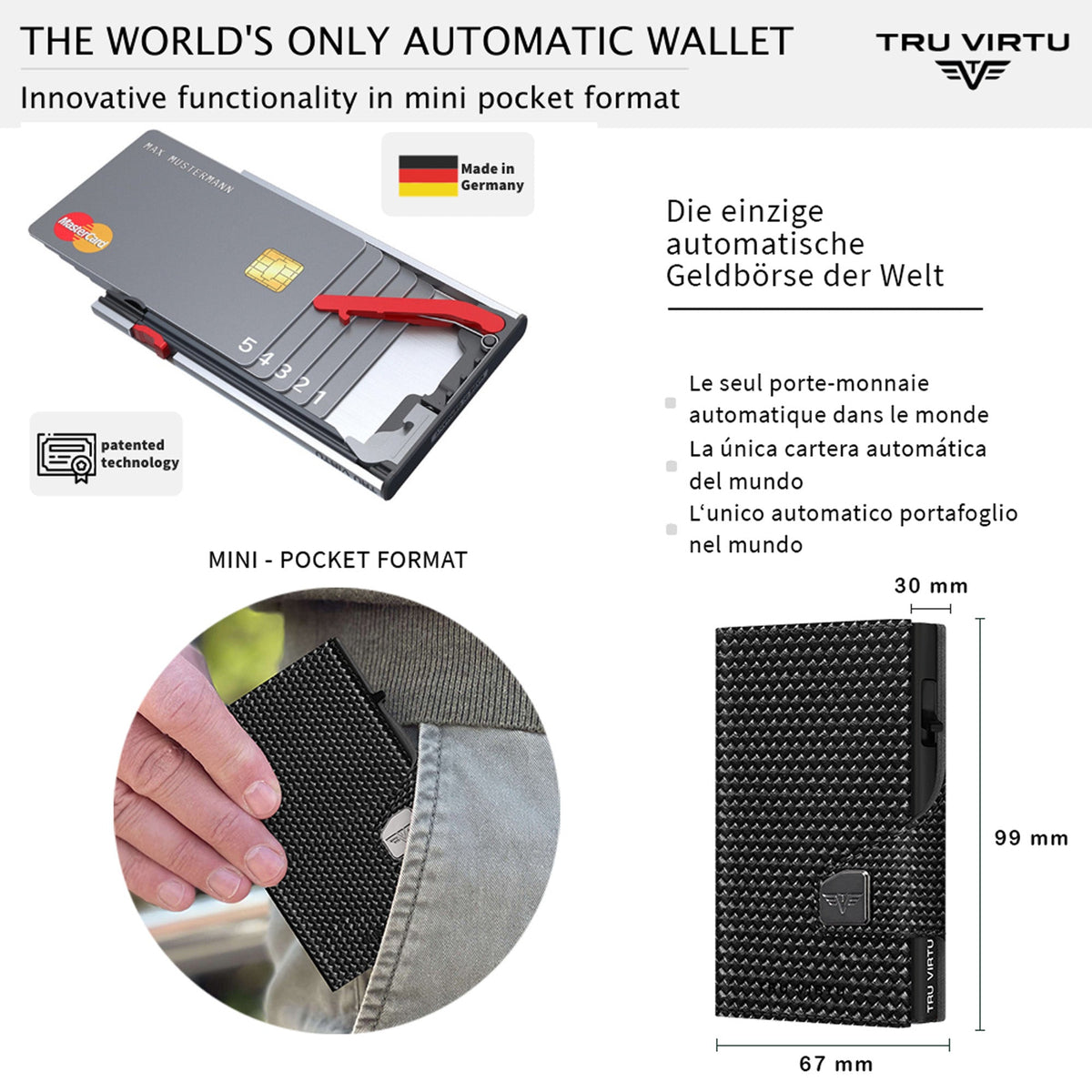 Card Case - Tru Virtu Coin Diagonal (Carbon/Black)