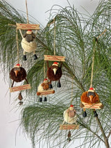 Wooden Christmas Pompom Sheep Hanging Ornaments 36pc