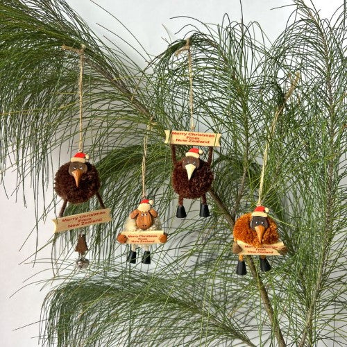 Wooden Christmas Pompom Sheep Hanging Ornaments 36pc
