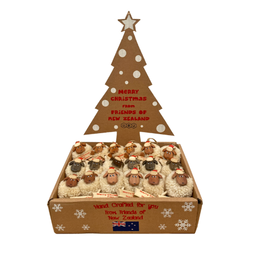Wooden Christmas Pompom Sheep Hanging Ornaments 36pc