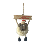 Wooden Christmas Pompom Sheep Hanging Ornaments 36pc