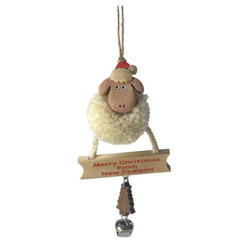 Wooden Christmas Pompom Sheep Hanging Ornaments 36pc