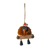 Wooden Christmas Pompom Kiwi Hanging Ornaments 36pc
