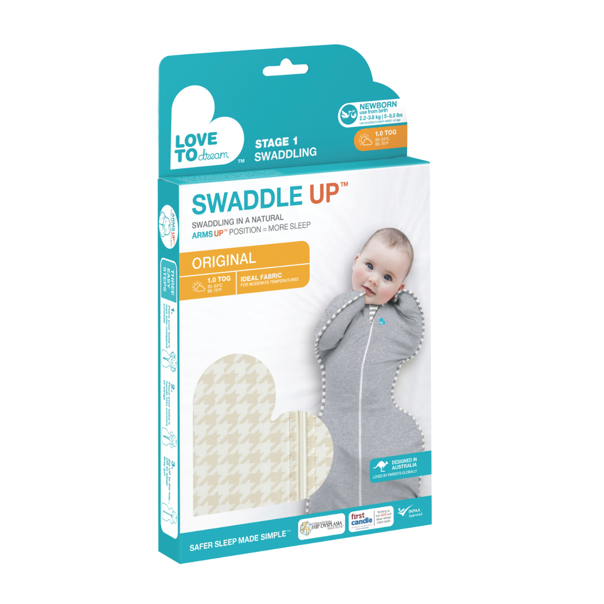 Love to Dream Swaddle Up™ Original 1.0 TOG - Houndstooth - Medium