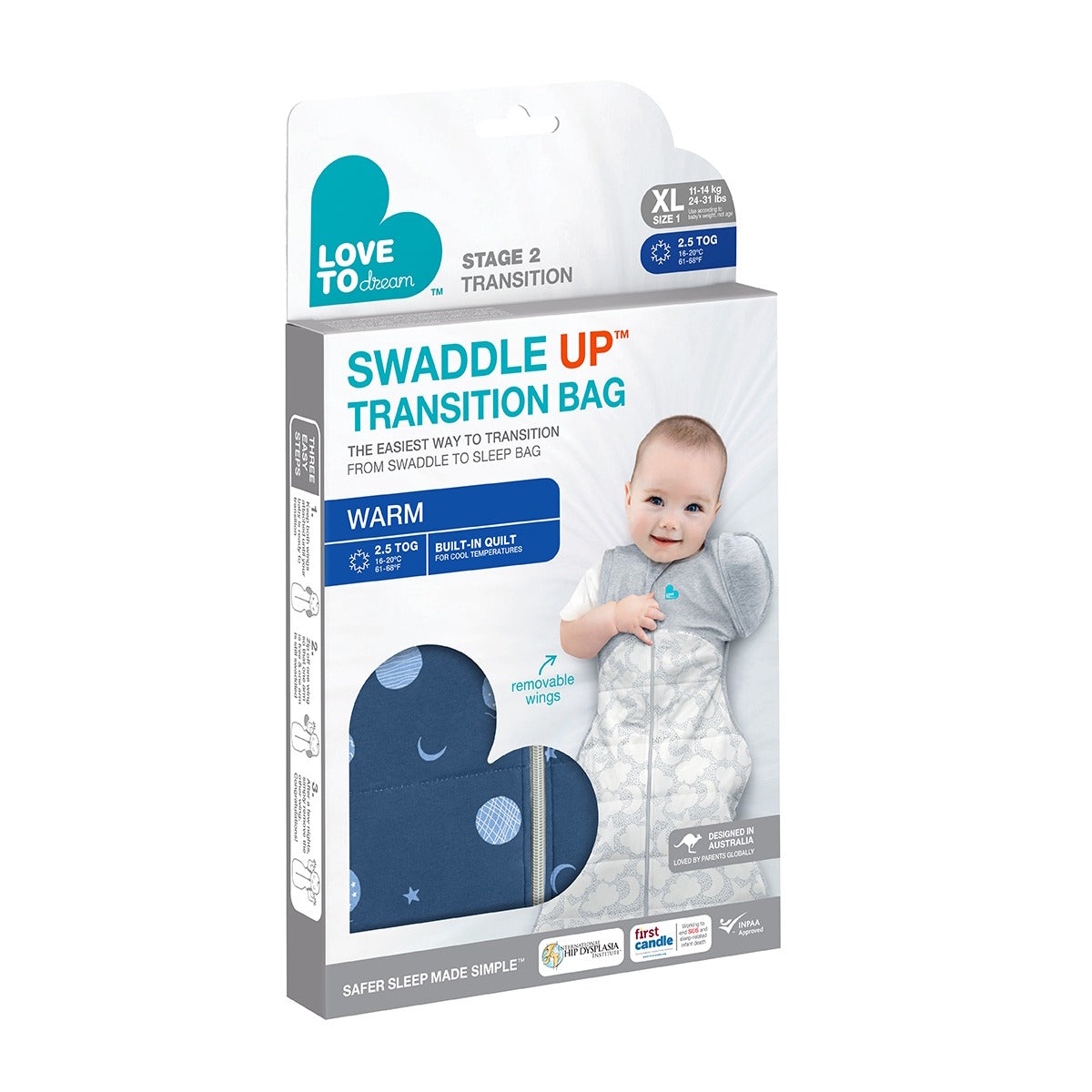 Swaddle Up™ Transition Bag Warm 2.5 TOG - Little Dreamer Denim - Large