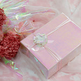 Ribbon Pull Bow Pom Pom Irridescent White