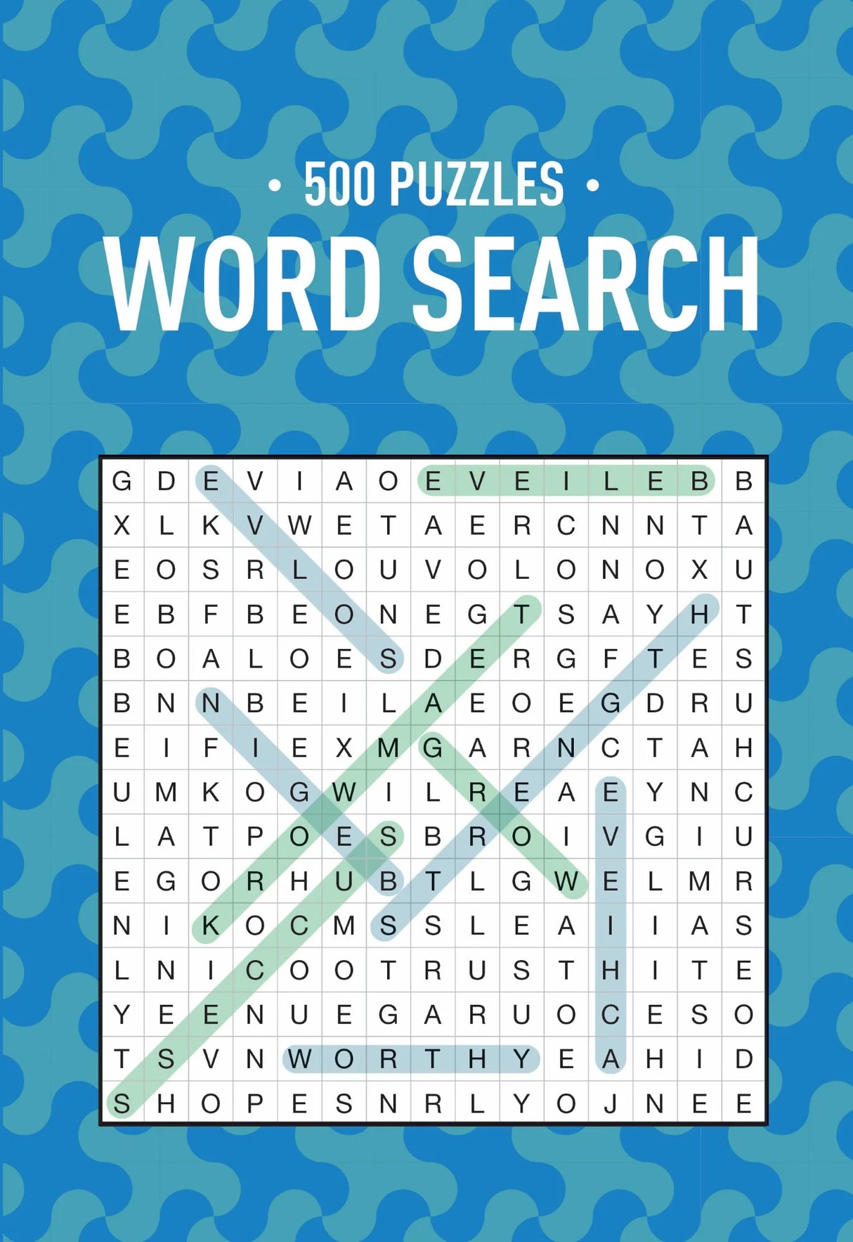 500 Puzzles Book - Word Search - Aqua & Blue Geometric