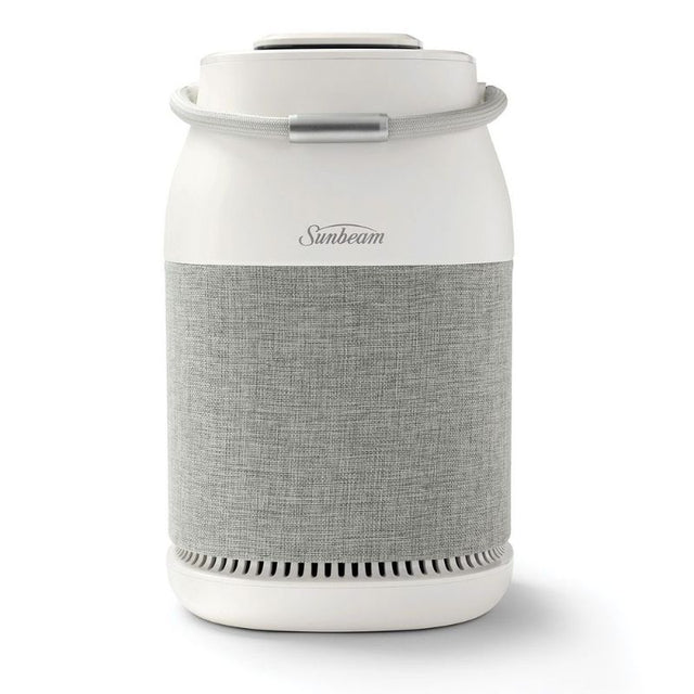 Fresh Protect™ Air Purifier with sleek design, 360° air intake, UV light, and True HEPA filter for healthier air.
