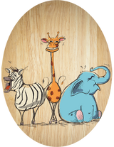 Laughing Animals - Plywood Oval - Wall Art