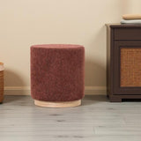 MIAMI OTTOMAN W/WOOD BASE - BURNT OCHRE