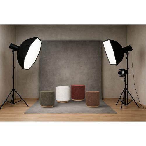 MIAMI OTTOMAN W/WOOD BASE - BURNT OCHRE