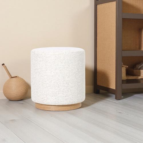 MIAMI OTTOMAN W/WOOD BASE - SEASHELL