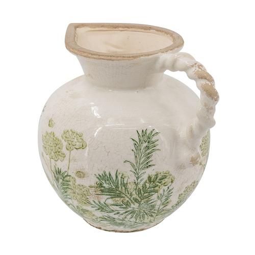 CERAMIC GREEN FLORAL VASE - 205x165x185