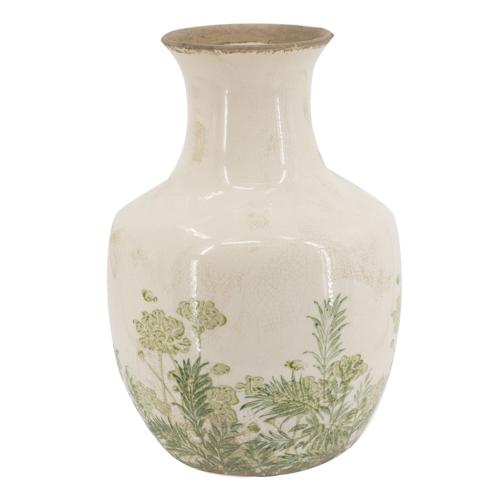 CERAMIC GREEN FLORAL VASE - 175x175x255