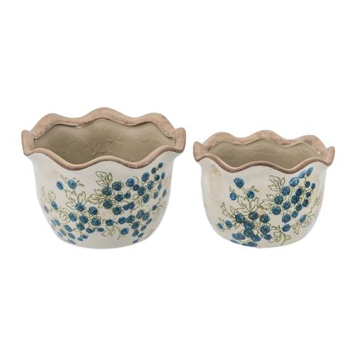 BLUEBERRY CERAMIC VASE SET/2