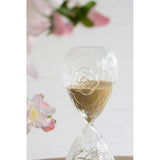 ROSE EMBOSSED HOUR GLASS WITH TAN SAND - LARGE