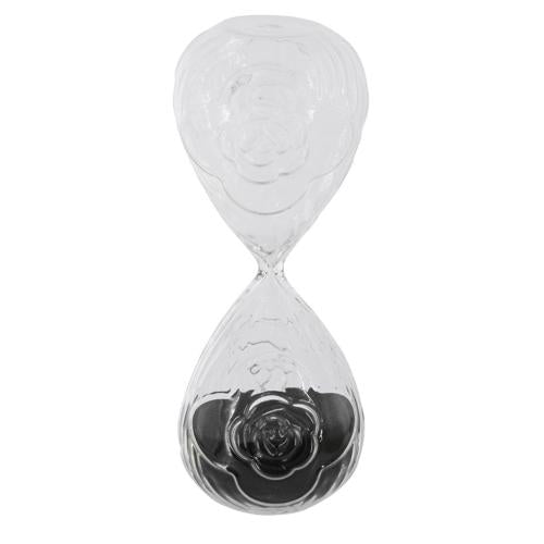 ROSE EMBOSSED HOUR GLASS WITH BLACK SAND - SMALL