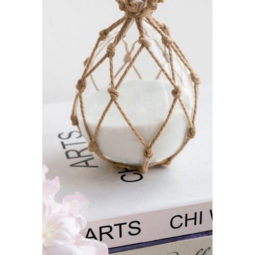 WOVEN HOUR GLASS WITH WHITE SAND - SMALL