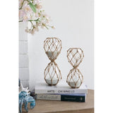 WOVEN HOUR GLASS WITH WHITE SAND - SMALL