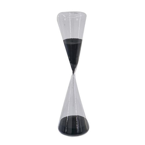 TRIANGULAR HOUR GLASS WITH BLACK SAND