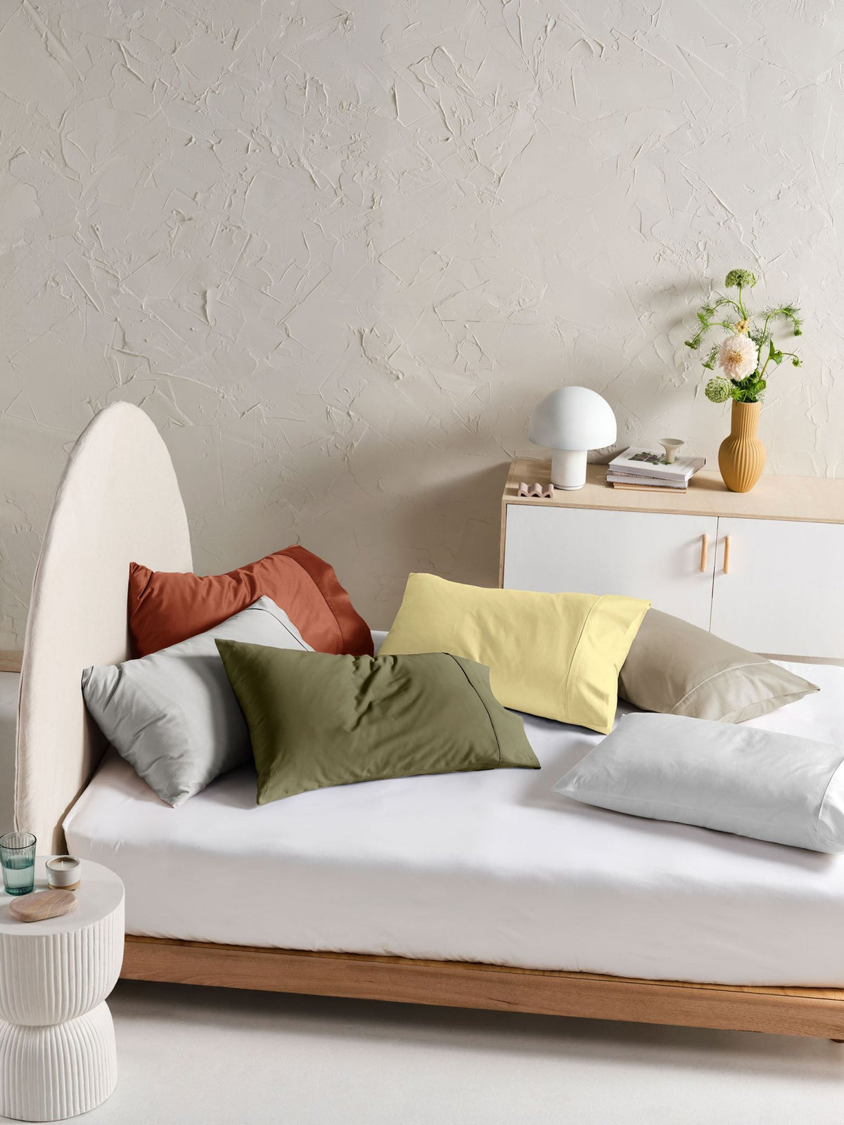 Pillowcase 500 Thread Count Cotton Sateen Augusta White - Standard