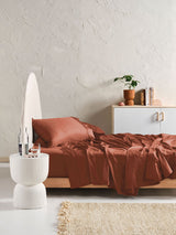 Sheet Set - 500 Thread Count Cotton Sateen Augusta Brick Linen House - Queen