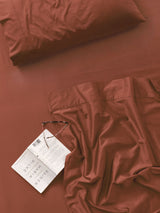 Fitted Sheet - 500 Thread Count Cotton Sateen Augusta Brick 50cm - Queen