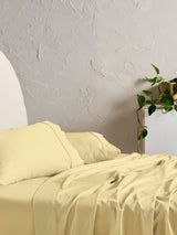 Sheet Set - 500 Thread Count Cotton Sateen Augusta Daffodil Linen House - Queen