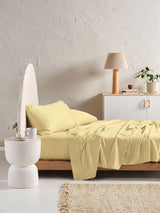 Sheet Set - 500 Thread Count Cotton Sateen Augusta Daffodil Linen House - Queen