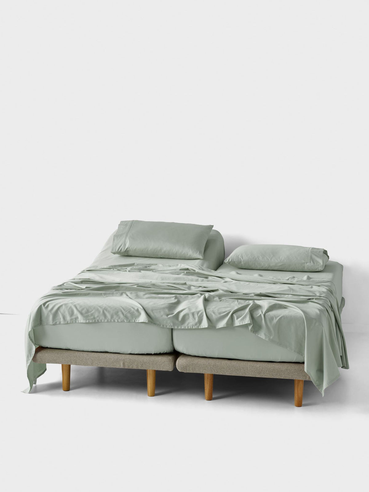Sheet Set - 500 Thread Count Cotton Sateen Augusta Green Gum - Split King