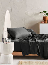 Sheet Set - 500 Thread Count Cotton Sateen Augusta Magnet Linen House - Single