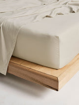 Fitted Sheet - 500 Thread Count Cotton Sateen Augusta Natural 50cm - Long Single