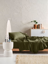 Sheet Set - 500 Thread Count Cotton Sateen Augusta Olive - Super King