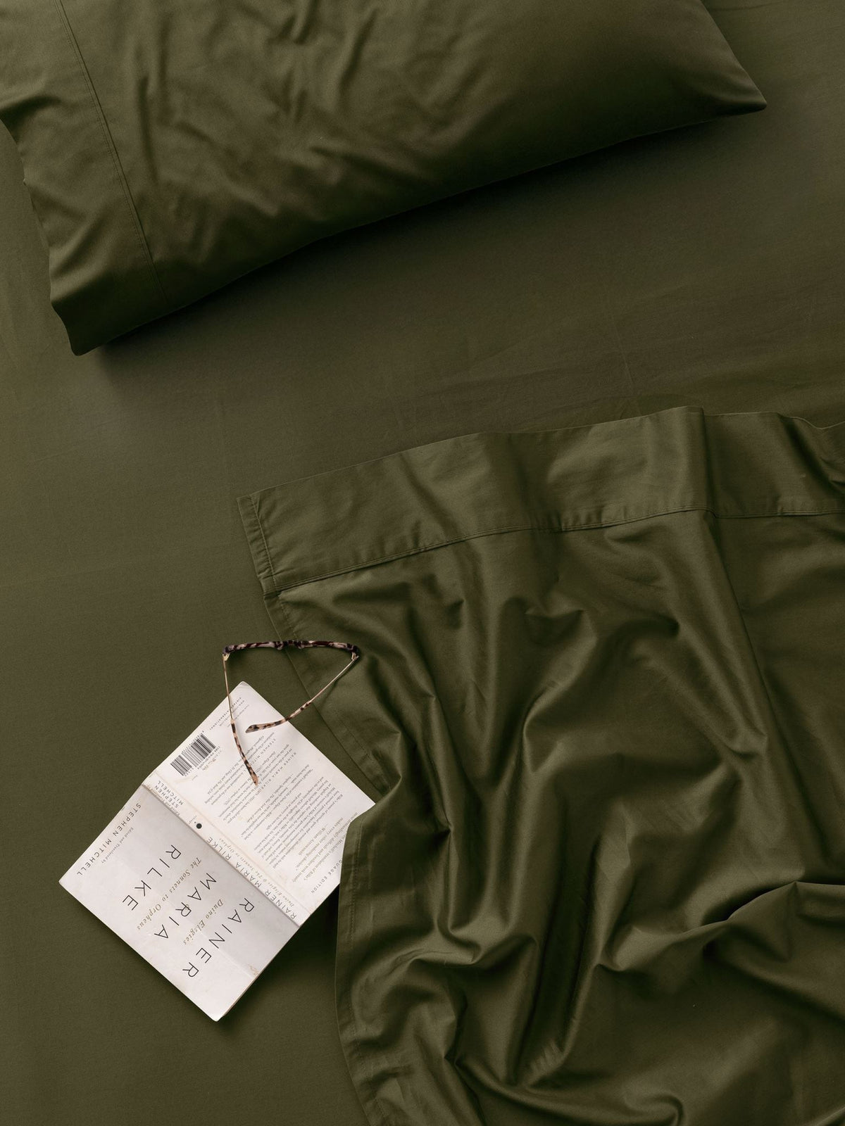 Sheet Set - 500 Thread Count Cotton Sateen Augusta Olive - King Single